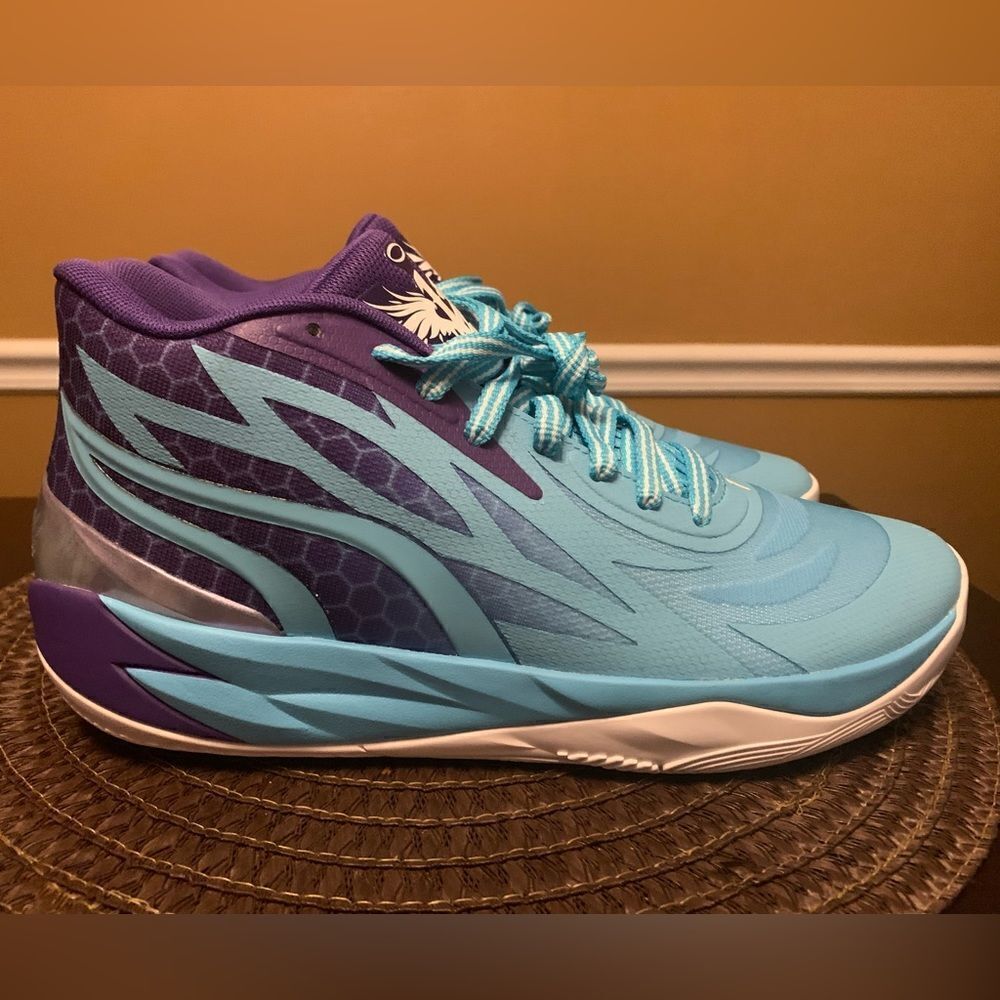 Puma Melo Ball MB.02 Shoes Blue Purple Mid Queen City 379779-01 Men's Size 9.5